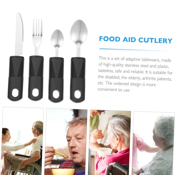 4 Sets Tableware Elderly Utensils Household Gadgets Adaptive Eating Equipment - Picture 2 of 5